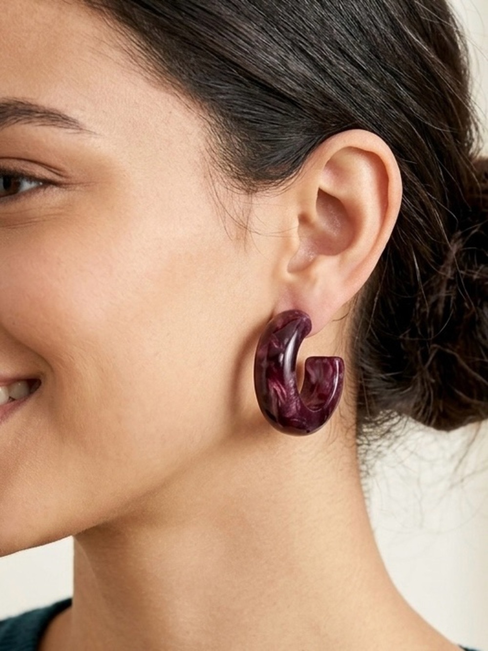 Plunder Purple Marble Hoop Earrings